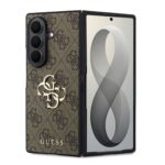 Rudas originalus dėklas Guess PU 4G Metal Logo telefonui Samsung Galaxy Z Fold 8 Ultra