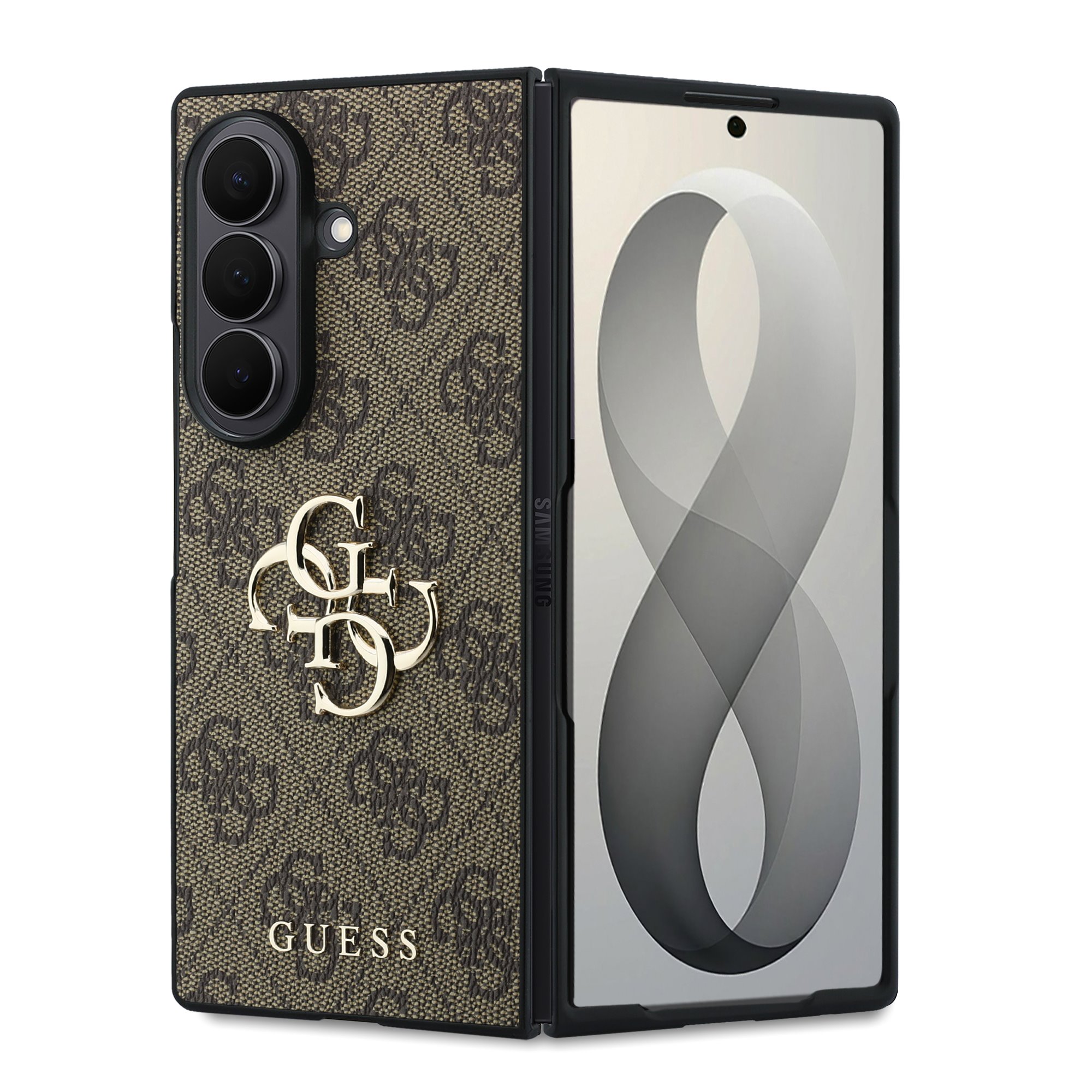 Rudas originalus dėklas Guess PU 4G Metal Logo telefonui Samsung Galaxy Z Fold 8 Ultra Rudas originalus dėklas Guess PU 4G Metal Logo telefonui Samsung Galaxy Z Fold 8 Ultra - Image 1