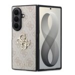 Rausvas originalus dėklas Guess PU 4G Metal Logo telefonui Samsung Galaxy Z Fold 8 Ultra
