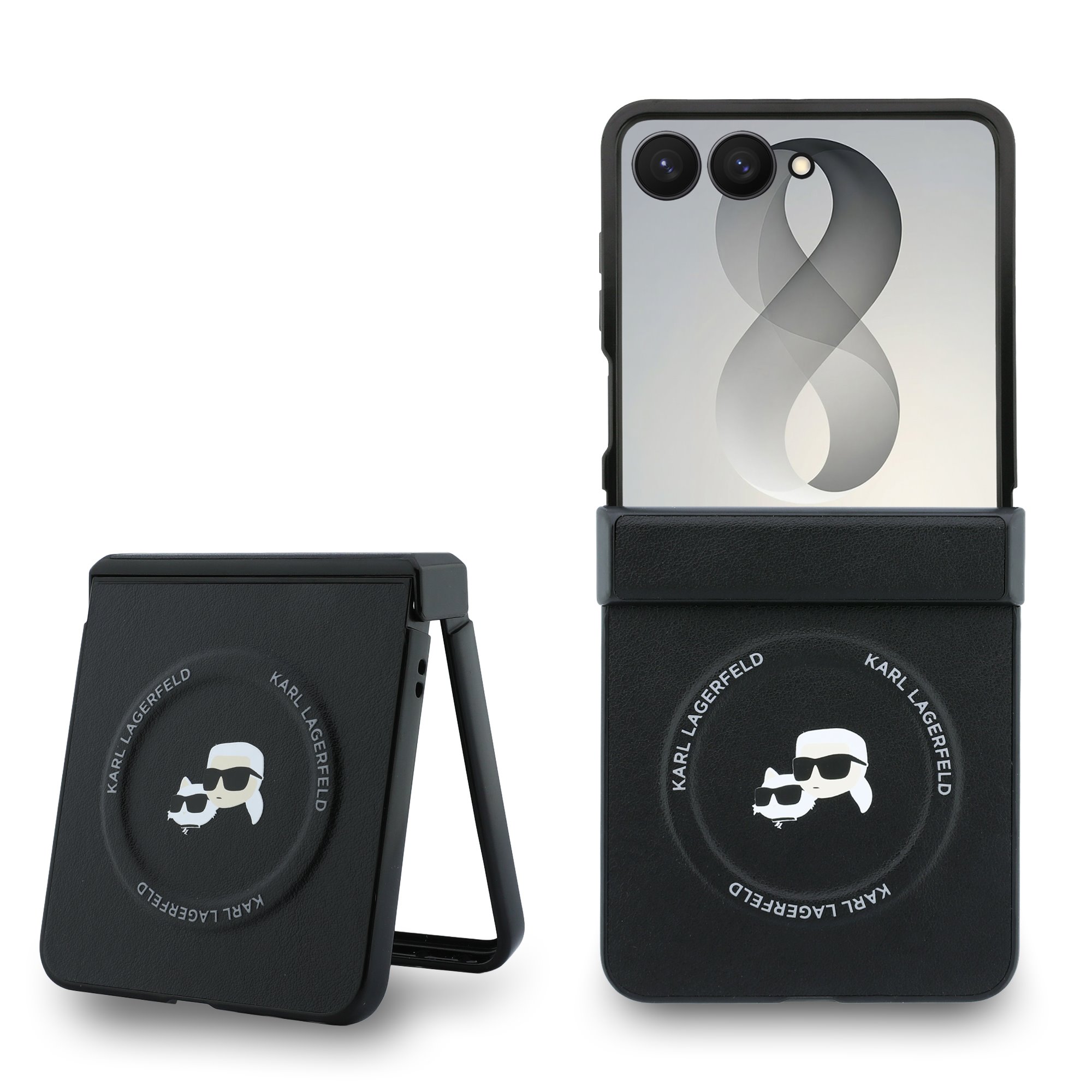 Juodas originalus dėklas Karl Lagerfeld PU Karl and Choupette Heads Magnetic telefonui Samsung Galaxy Z Flip 8 Juodas originalus dėklas Karl Lagerfeld PU Karl and Choupette Heads Magnetic telefonui Samsung Galaxy Z Flip 8 - Image 1