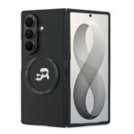Juodas originalus dėklas Karl Lagerfeld PU Karl and Choupette Heads Magnetic telefonui Samsung Galaxy Z Fold 8 Ultra