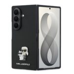 Juodas originalus dėklas Karl Lagerfeld PU Saffiano Karl and Choupette telefonui Samsung Galaxy Z Fold 8 Ultra