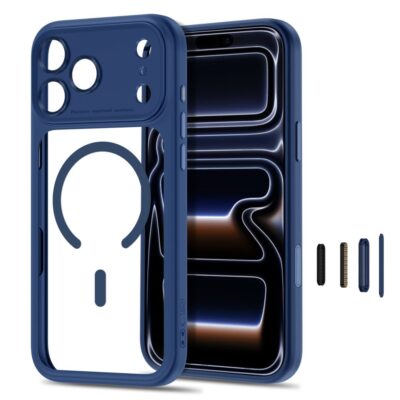 Tamsiai mėlynas-skaidrus dėklas Iphone 17 Pro / 18 Pro – nuotrauka 2