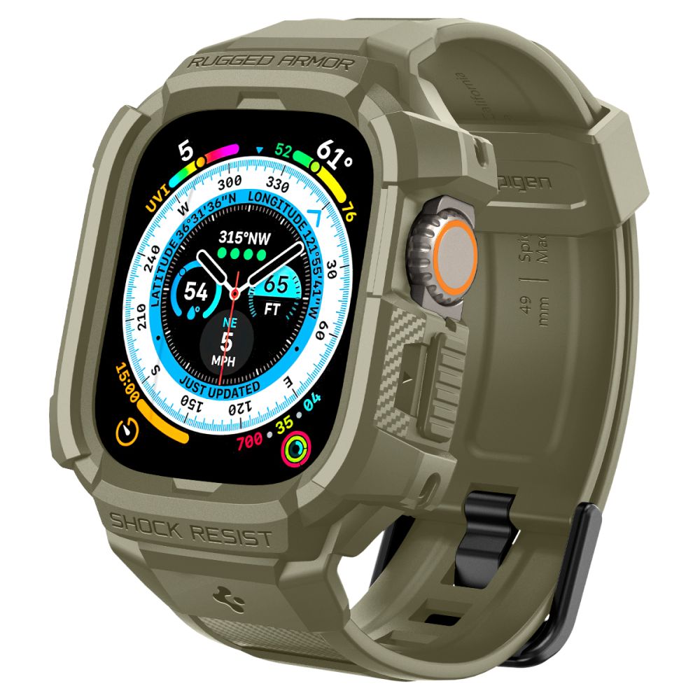 Khaki vintage apyrankė APPLE WATCH ULTRA 1 / 2 / 3 / 4 (49 MM) "Spigen Rugged Armor Pro" Khaki vintage apyrankė APPLE WATCH ULTRA 1 / 2 / 3 / 4 (49 MM) "Spigen Rugged Armor Pro" - Image 1