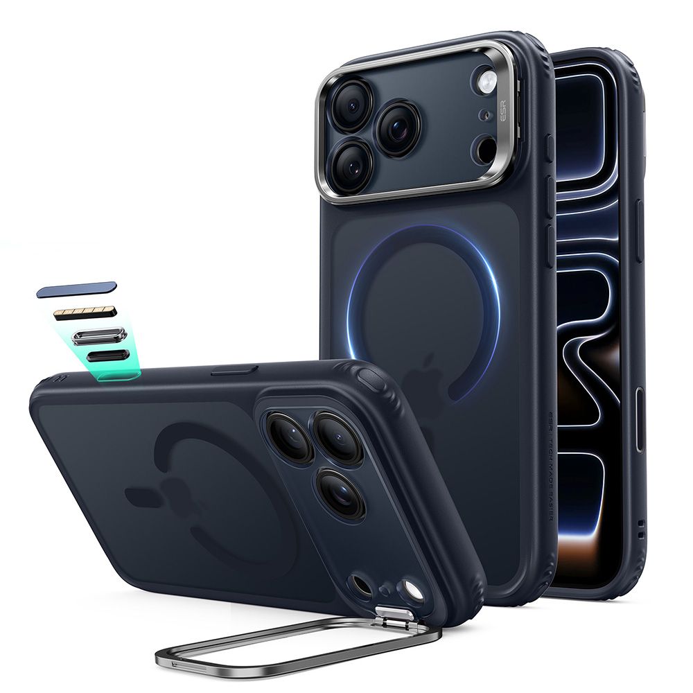 Mėlynas frosted dėklas Apple Iphone 17 Pro / 18 Pro "ESR CLASSIC HYBRID KICKSTAND MAGSAFE" Mėlynas frosted dėklas Iphone 17 Pro / 18 Pro