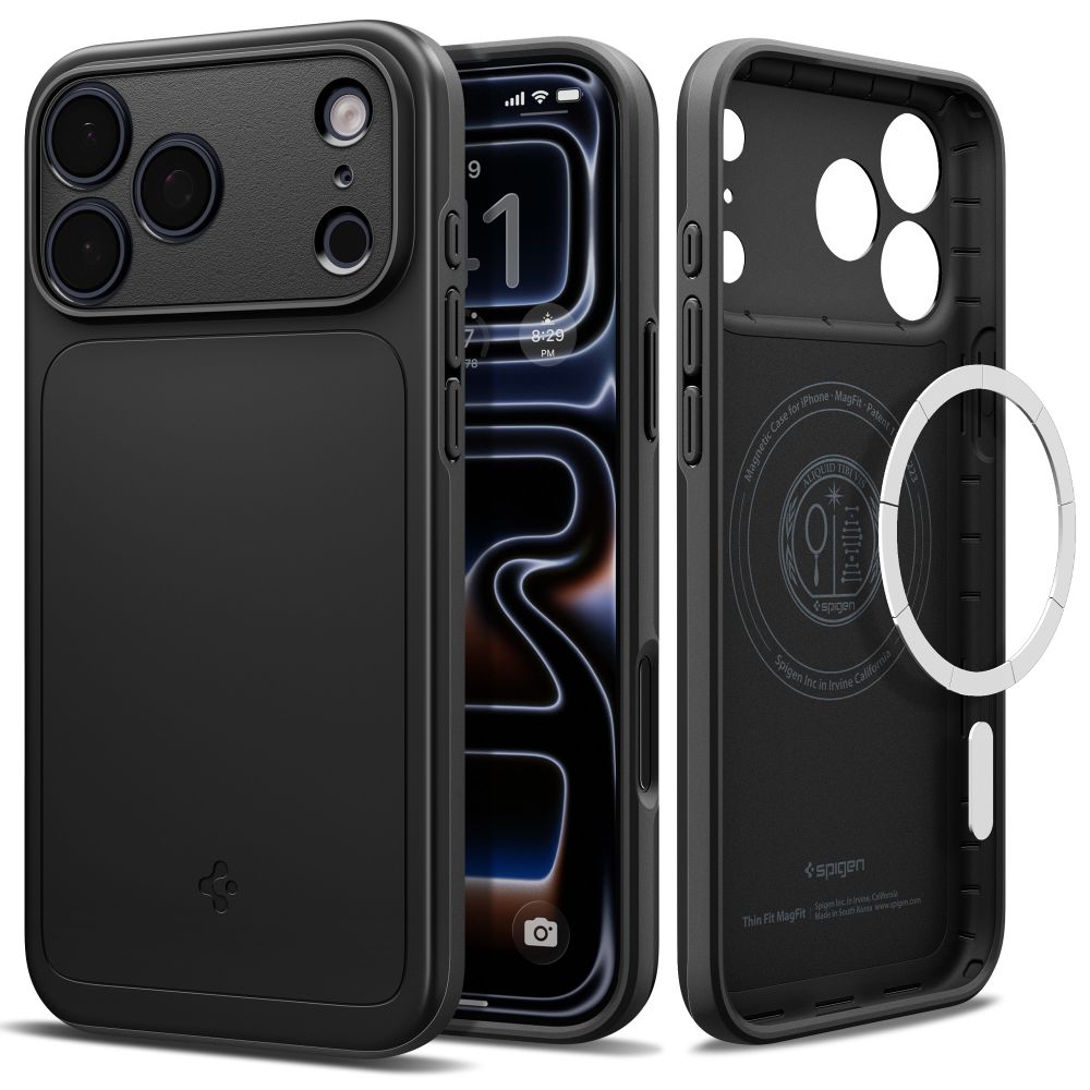 Juodas dėklas Apple Iphone 17 Pro / 18 Pro "Spigen Thin Fit Magsafe" Juodas dėklas Iphone 17 Pro / 18 Pro