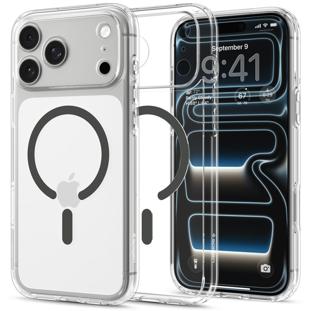 Skaidrus-grafiti dėklas Apple Iphone 17 Pro / 18 Pro "Spigen Ultra Hybrid Magsafe" Skaidrus-grafiti dėklas Iphone 17 Pro / 18 Pro