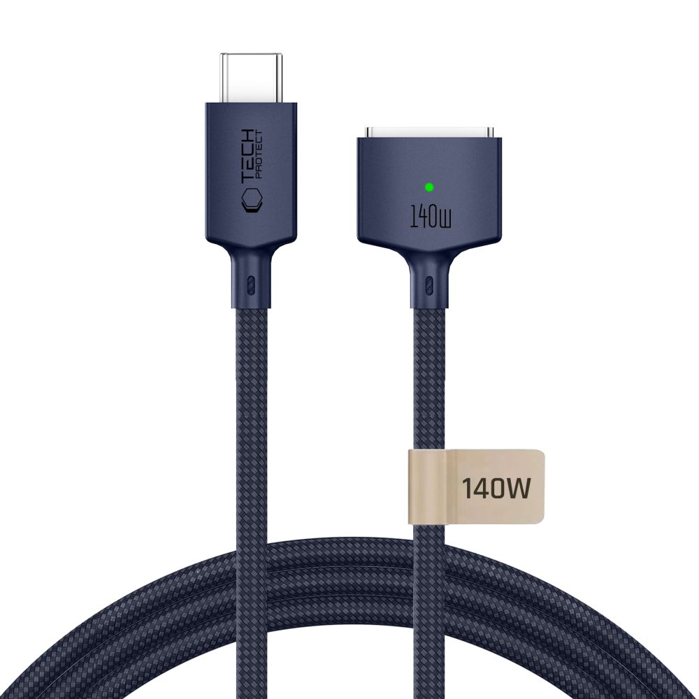 Tamsiai mėlynas kabelis "TECH-PROTECT MMC01 ULTRABOOST MAGNETIC MACBOOK CABLE USB-C TO MAGSAFE 3 140W 300CM" Tamsiai mėlynas kabelis