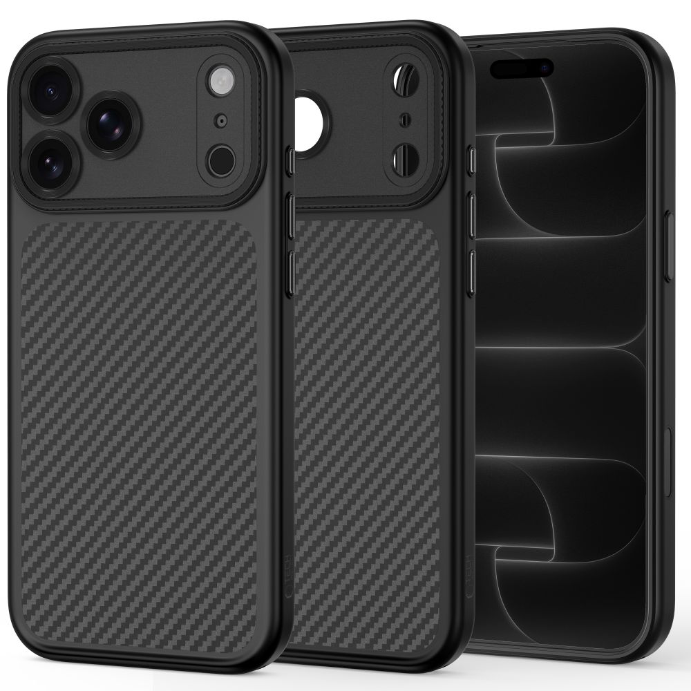 Juodas carbon dėklas Apple Iphone 17 Pro Max / 18 Pro Max "Tech-Protect Magcam Magsafe" Juodas carbon dėklas Iphone 17 Pro Max / 18 Pro Max