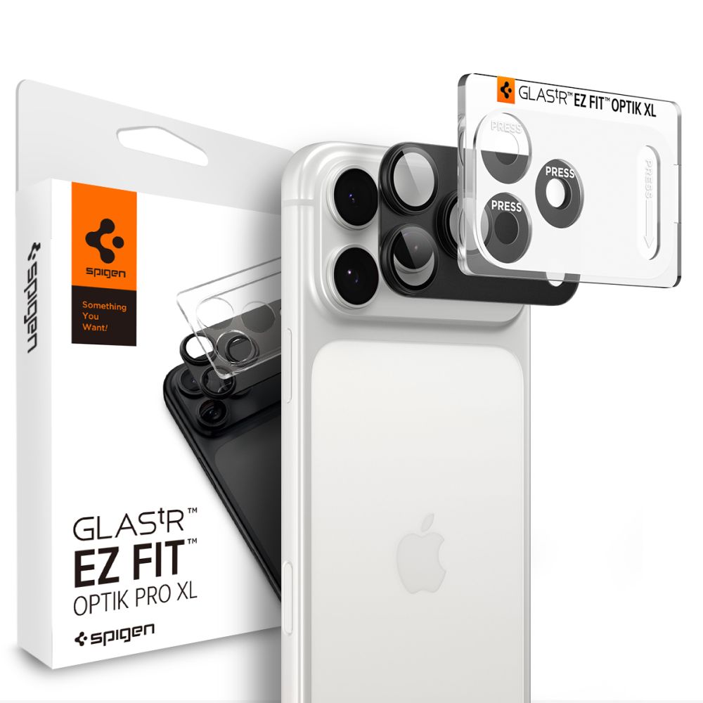 Tamsiai pilkas apsauginis stiklas galiniai kamerai Apple Iphone 18 Pro Max "Spigen Optik Pro XL Ez Fit" Tamsiai pilkas apsauginis stiklas galiniai kamerai Apple Iphone 18 Pro Max "Spigen Optik Pro XL Ez Fit" - Image 1