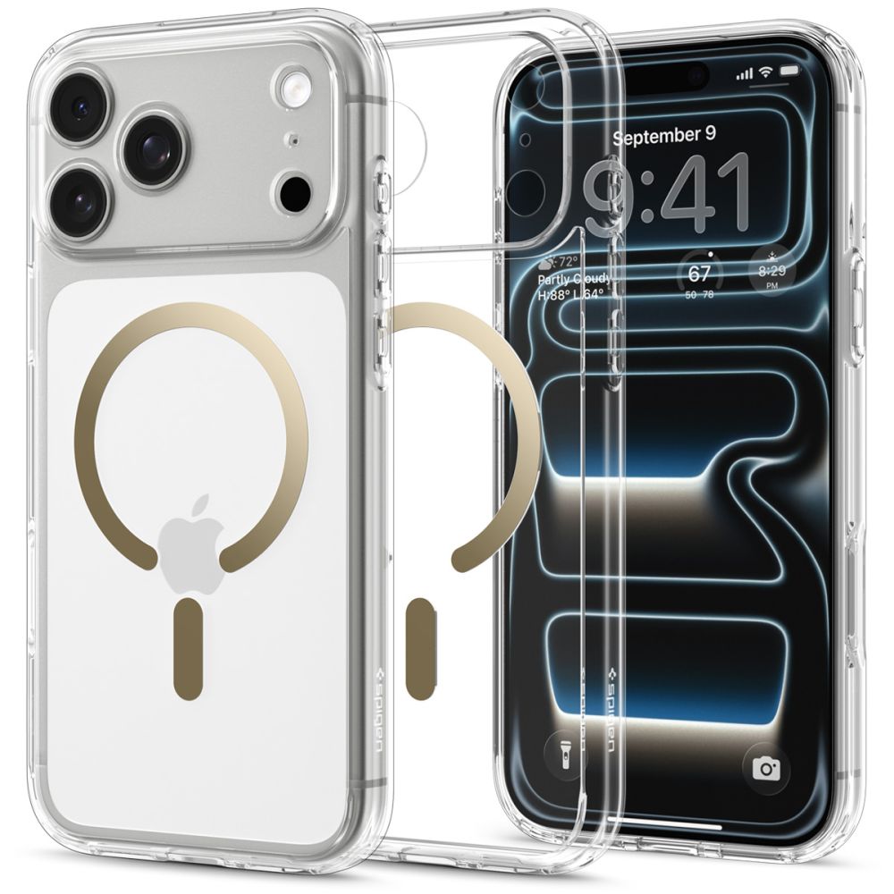 Skaidrus-auksinis dėklas Apple Iphone 17 Pro / 18 Pro "Spigen Ultra Hybrid Magsafe" Skaidrus-auksinis dėklas Apple Iphone 17 Pro / 18 Pro "Spigen Ultra Hybrid Magsafe" - Image 1