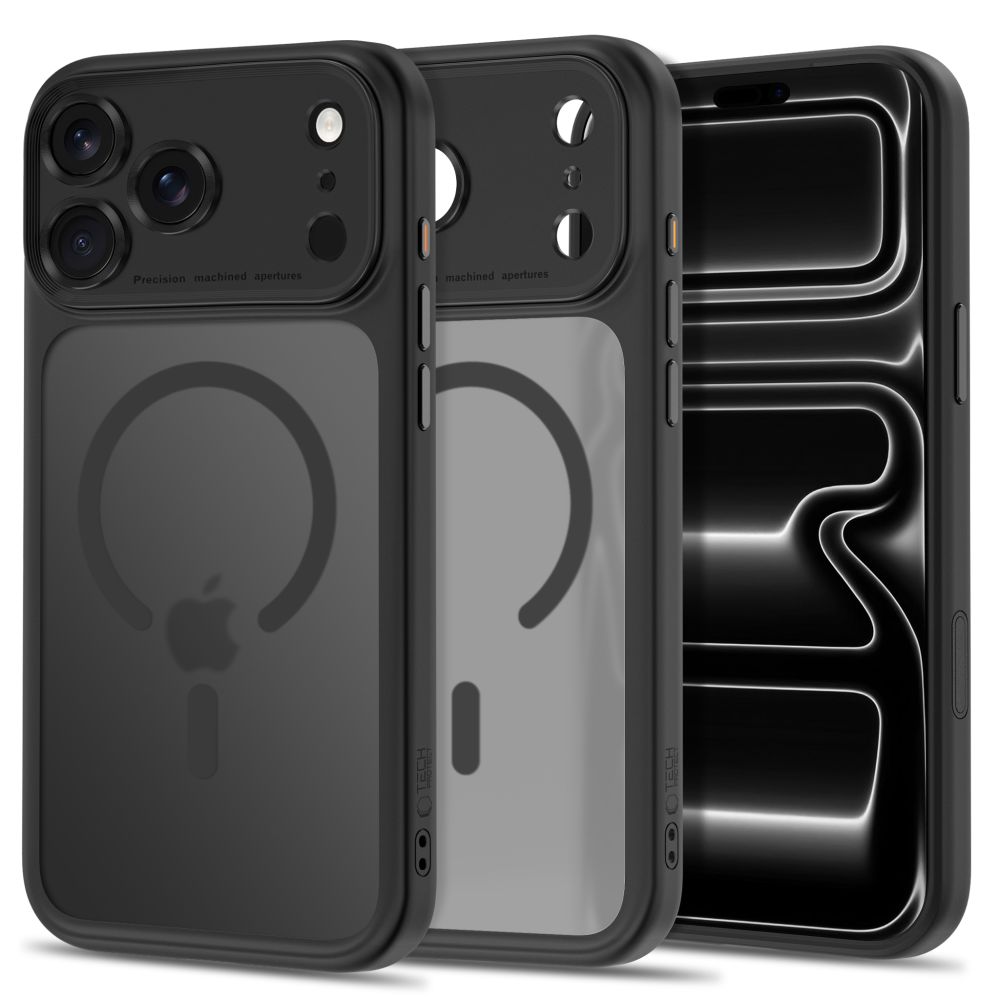 Juodas matinis dėklas Apple Iphone 17 Pro / 18 Pro "Tech-Protect Magpeak Magsafe CC" Juodas matinis dėklas Iphone 17 Pro / 18 Pro