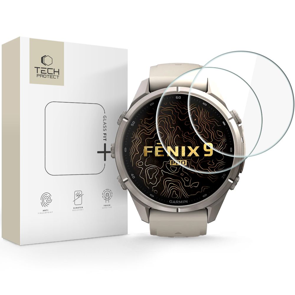 Skaidrus apsauginis stiklas GARMIN FENIX 9 PRO (43 MM) "TECH-PROTECT GLASS FIT+ 2-PACK" Skaidrus apsauginis stiklas GARMIN FENIX 9 PRO (43 MM) "TECH-PROTECT GLASS FIT+ 2-PACK" - Image 1