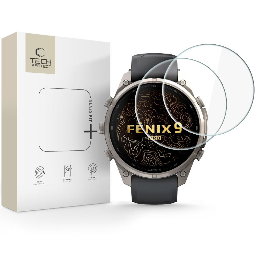 Skaidrus apsauginis stiklas GARMIN FENIX 9 PRO (47 MM) "TECH-PROTECT GLASS FIT+ 2-PACK" Skaidrus apsauginis stiklas GARMIN FENIX 9 PRO (47 MM) "TECH-PROTECT GLASS FIT+ 2-PACK" - Image 1