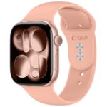 Rausva silikoninė apyrankė Apple Watch 8 / 9 / 10 / 11 / 12 / SE / Ultra (44 / 45 / 46 / 49MM) "Tech-Protect Silicone"
