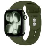 Žalia silikoninė apyrankė Apple Watch 8 / 9 / 10 / 11 / 12 / SE / Ultra (44 / 45 / 46 / 49MM) "Tech-Protect Silicone"