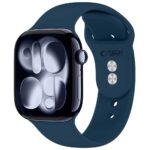 Tamsiai mėlyna silikoninė apyrankė Apple Watch 8 / 9 / 10 / 11 / 12 / SE / Ultra (44 / 45 / 46 / 49MM) "Tech-Protect Silicone"