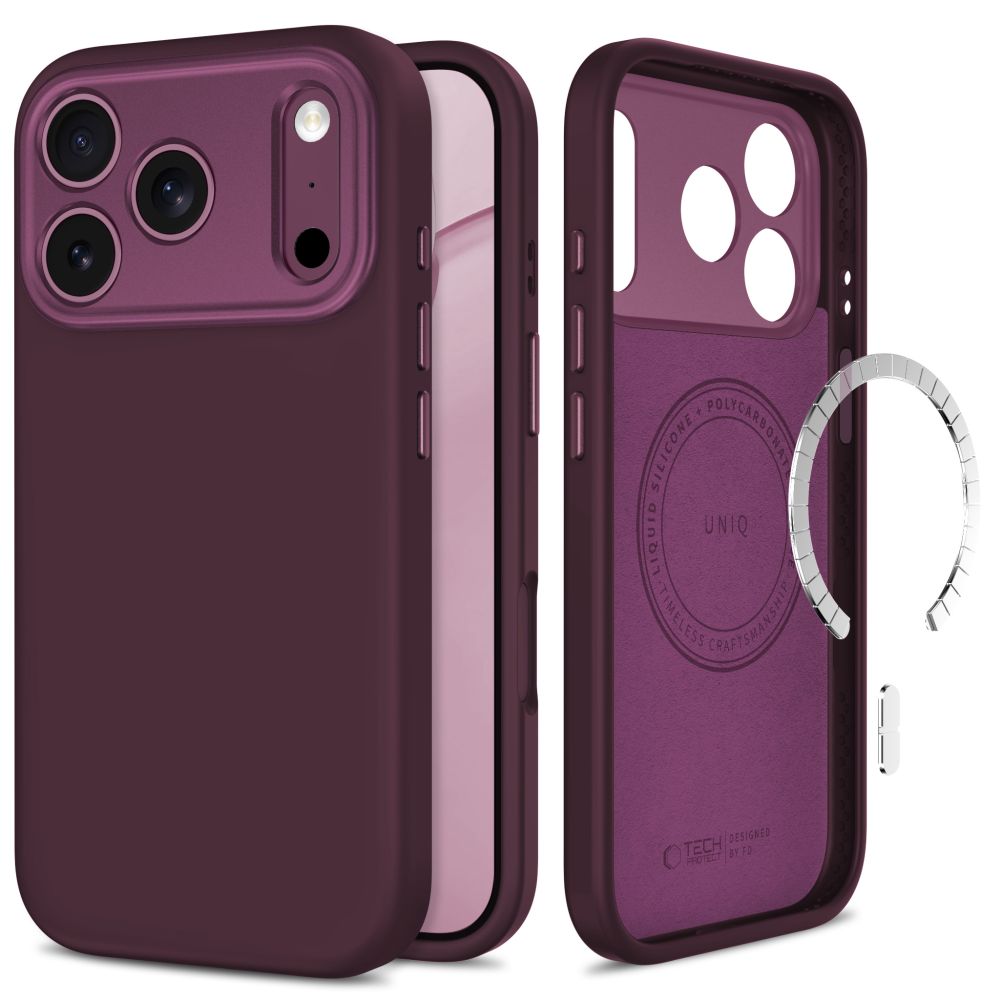 Tamsiai vyšninis dėklas Apple Iphone 17 Pro Max / 18 Pro Max "TECH-PROTECT UNIQ MAGSAFE CC" Tamsiai vyšninis dėklas Iphone 17 Pro Max / 18 Pro Max