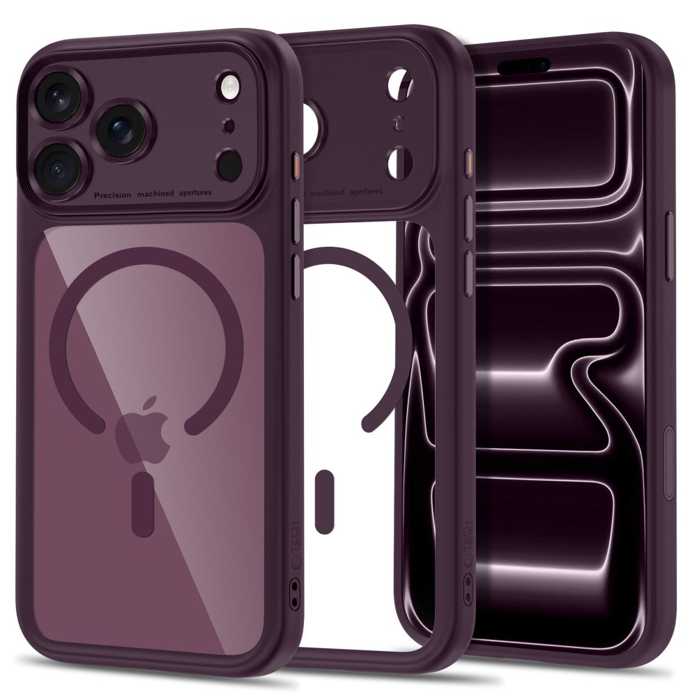 Skaidrus-vyšninis matinis dėklas Apple Iphone 17 Pro Max / 18 Pro Max "Tech-Protect Magpeak Magsafe CC" Skaidrus-vyšninis matinis dėklas Iphone 17 Pro Max / 18 Pro Max