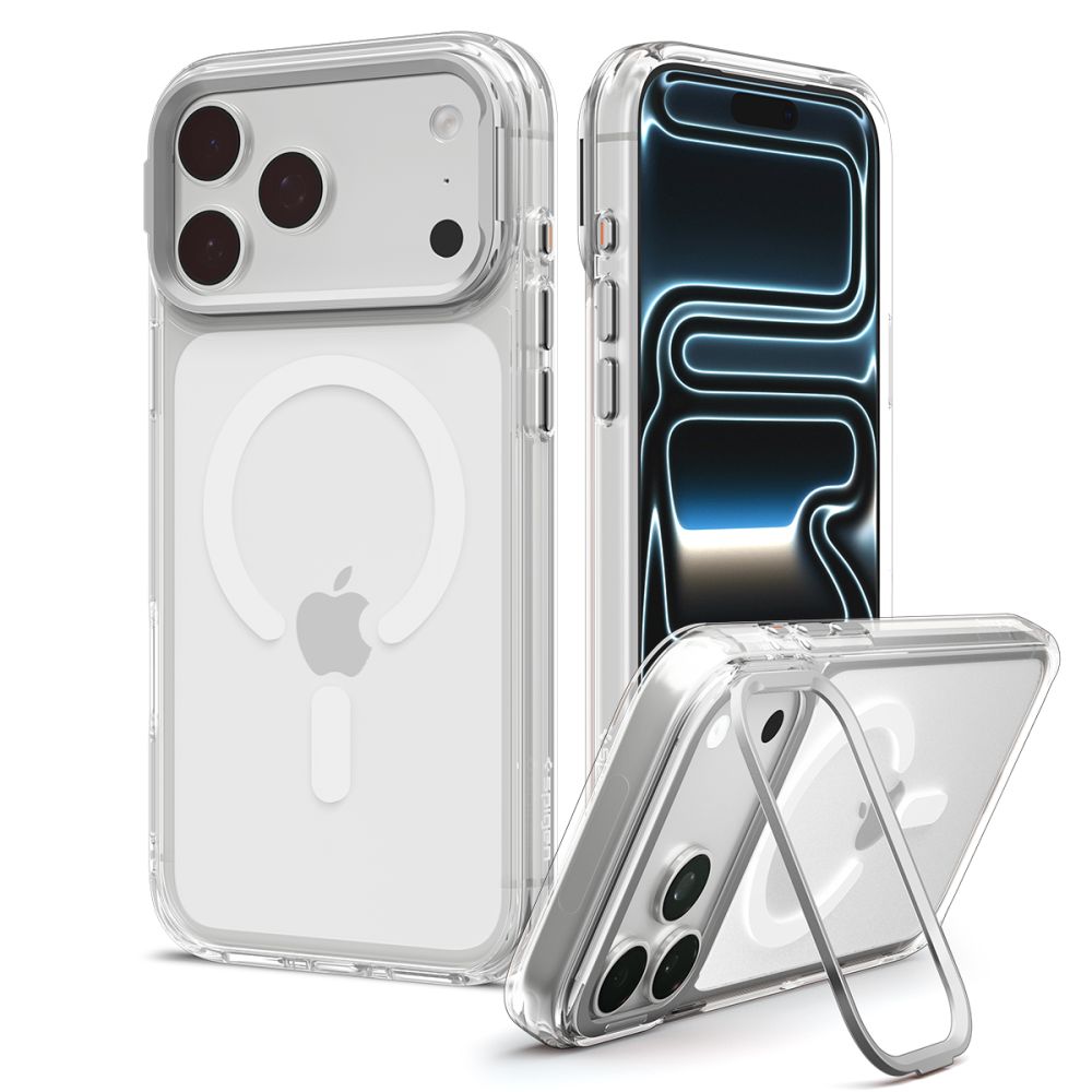 Skaidrus sidabrinis dėklas Apple Iphone 17 Pro Max / 18 Pro Max "SPIGEN ULTRA HYBRID OPTIK S MAGSAFE" Skaidrus sidabrinis dėklas Iphone 17 Pro Max / 18 Pro Max