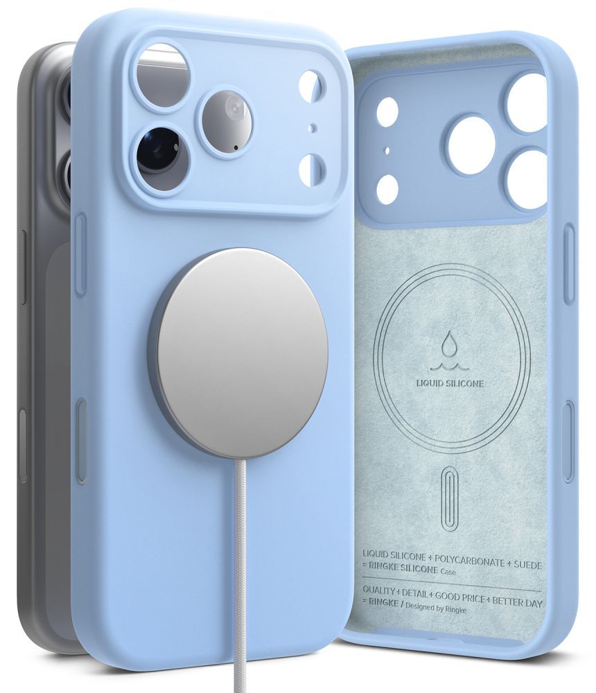 Šviesiai mėlynas dėklas Apple Iphone 18 Pro Max "Ringke Silicone Magnetic Magsafe" Šviesiai mėlynas dėklas Iphone 18 Pro Max