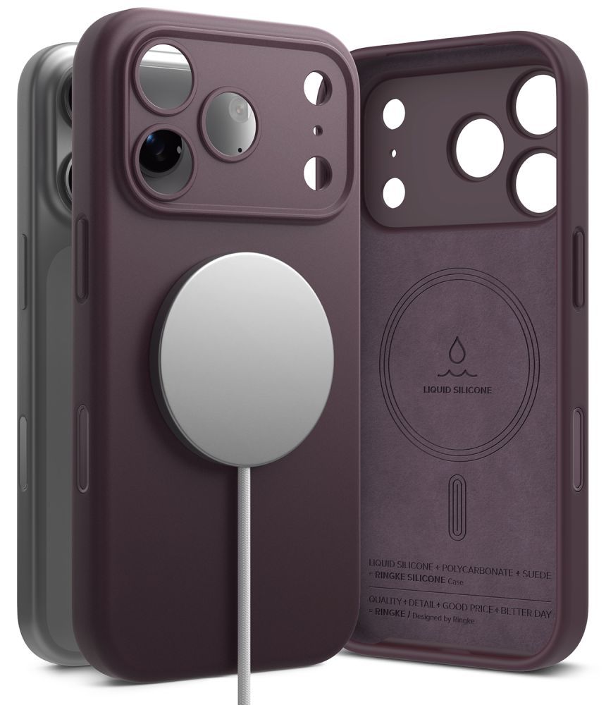 Tamsiai vyšninis dėklas Apple Iphone 18 Pro Max "Ringke Silicone Magnetic Magsafe" Tamsiai vyšninis dėklas Iphone 18 Pro Max