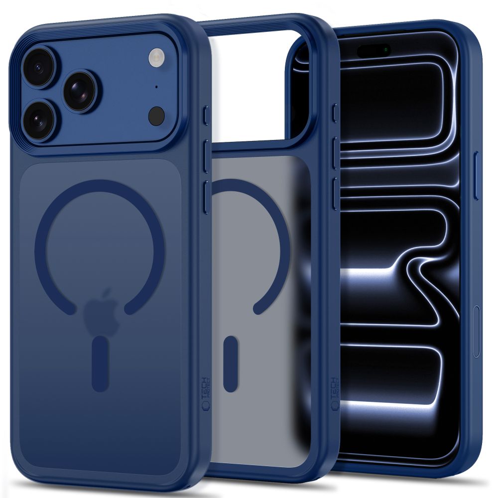 Matinis tamsiai mėlynas dėklas Apple Iphone 17 Pro / 18 Pro "Tech-Protect Magmat Magsafe CC" Matinis tamsiai mėlynas dėklas Iphone 17 Pro / 18 Pro