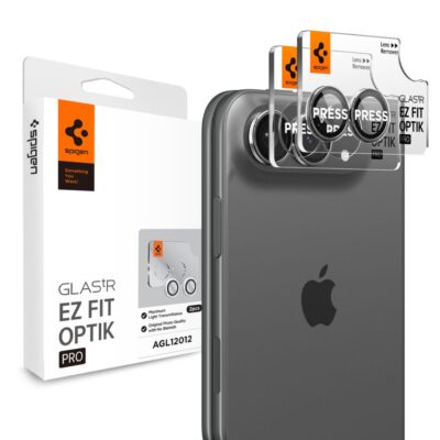 Baltas apsauginis stiklas galiniai kamerai Apple Iphone Duo "Spigen Optik Ez Fit 2-Pack"