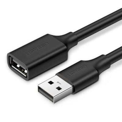 Juodas USB kabelio ilgiklis Ugreen USB-A to USB-A 1.5m