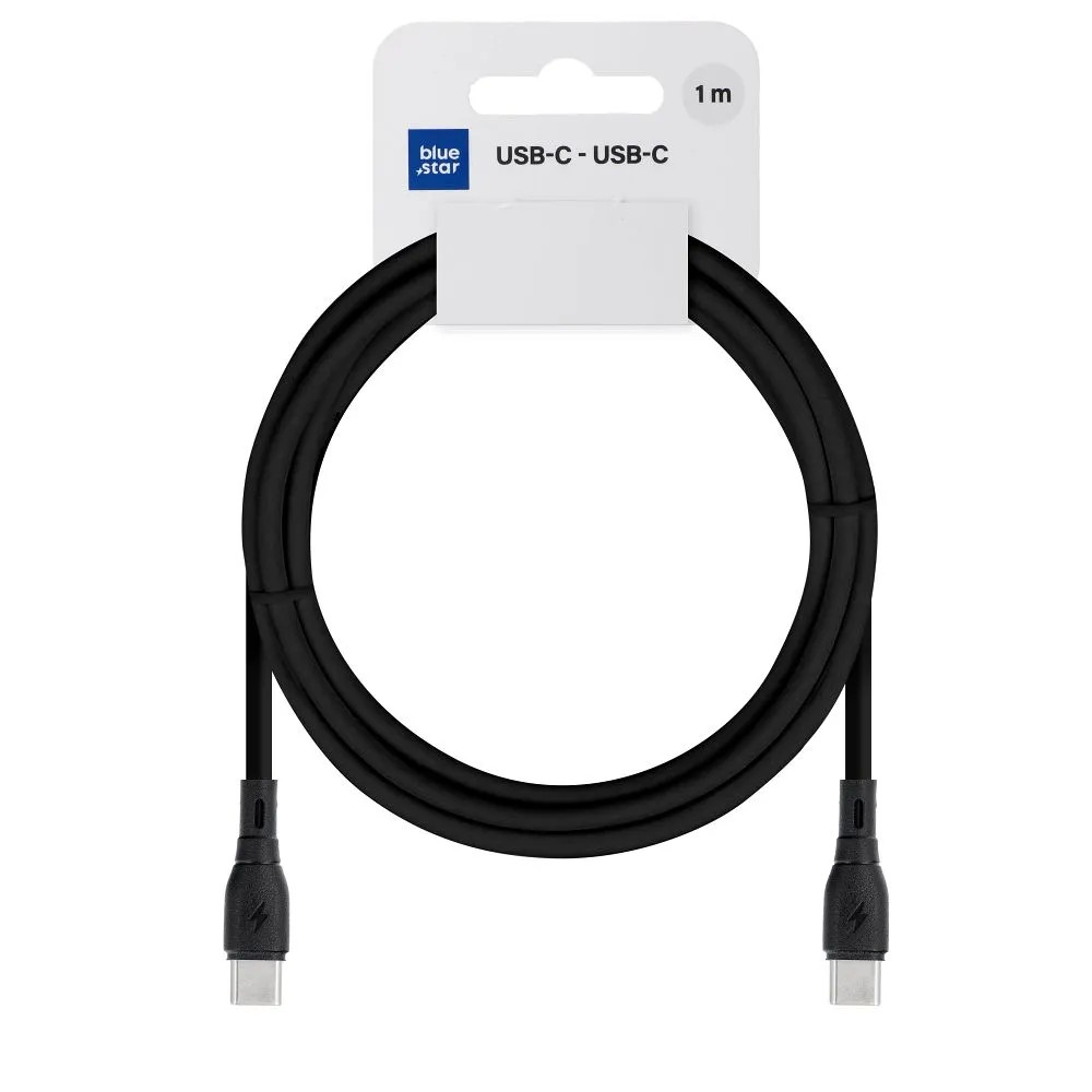 juodas-usb-kabelis-blue-star-pj73-13-3-usb-c-to-usb-c-60w-1-0m Juodas USB kabelis Blue Star PJ73-13-3 USB-C to USB-C 60W 1.0m - Image 1