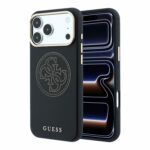 Juodas dėklas Guess PU Semi Wrap Perforated 4G Logo MagSafe telefonui Iphone 18 Pro