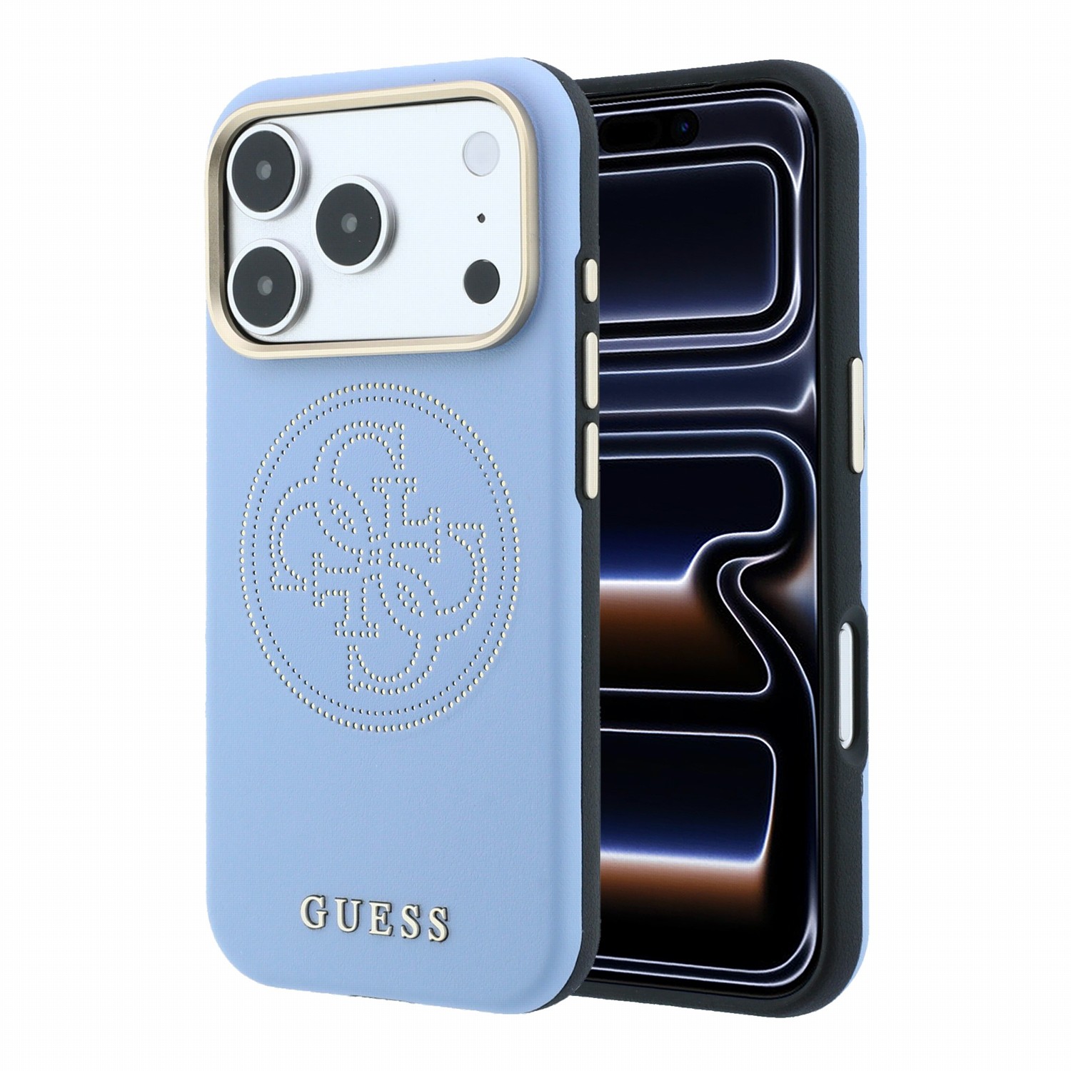 Mėlynas dėklas Guess PU Semi Wrap Perforated 4G Logo MagSafe telefonui Iphone 18 Pro Mėlynas dėklas Guess PU Semi Wrap Perforated 4G Logo MagSafe telefonui Iphone 18 Pro