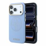 Mėlynas dėklas Guess PU Semi Wrap Perforated 4G Logo MagSafe telefonui Iphone 18 Pro Max