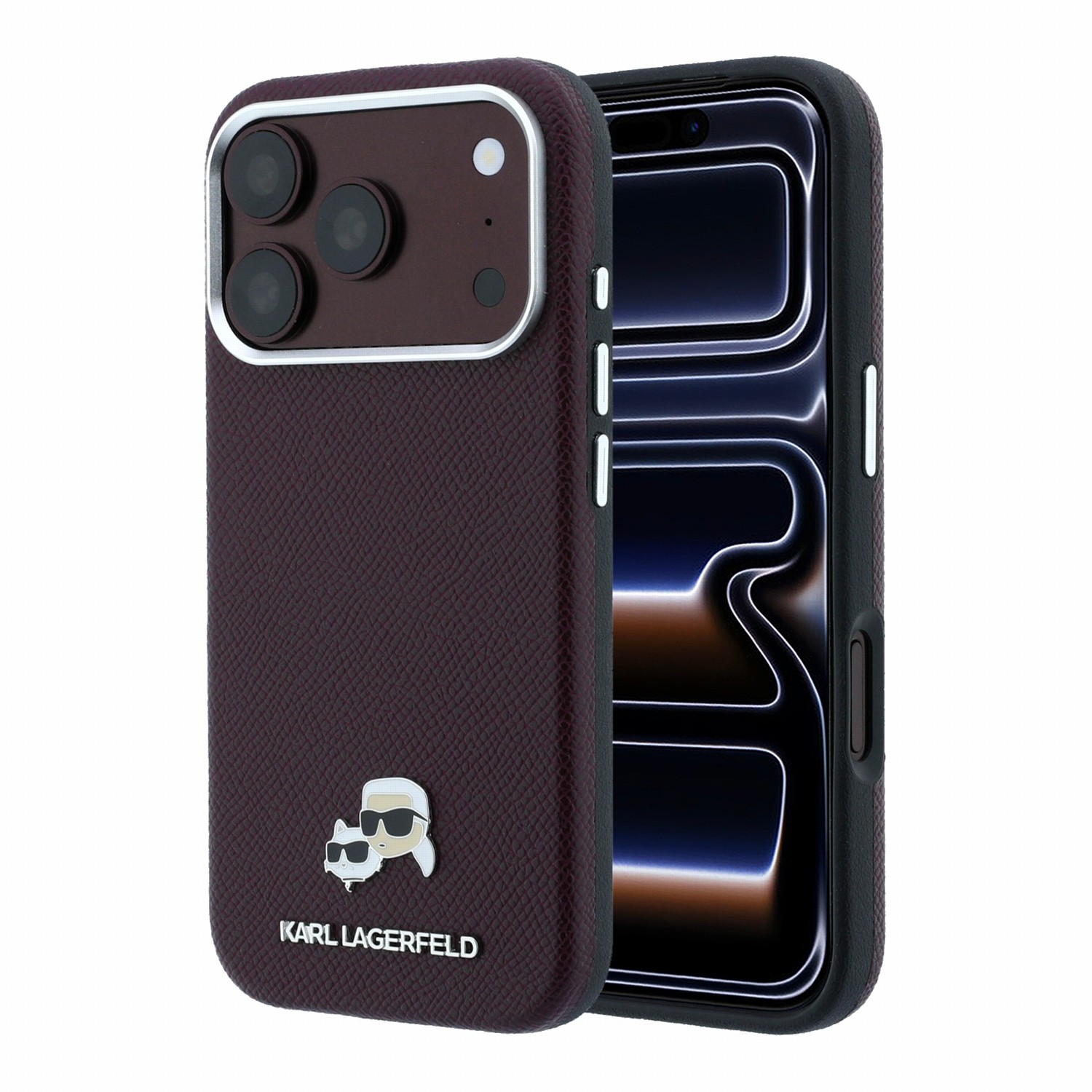 Bordo originalus dėklas Karl Lagerfeld PU Grained Semi Wrap K&CH Heads Magsafe telefonui Apple Iphone 18 Pro Max Bordo originalus dėklas Karl Lagerfeld PU Grained Semi Wrap K&CH Heads Magsafe telefonui Apple Iphone 18 Pro Max - Image 1