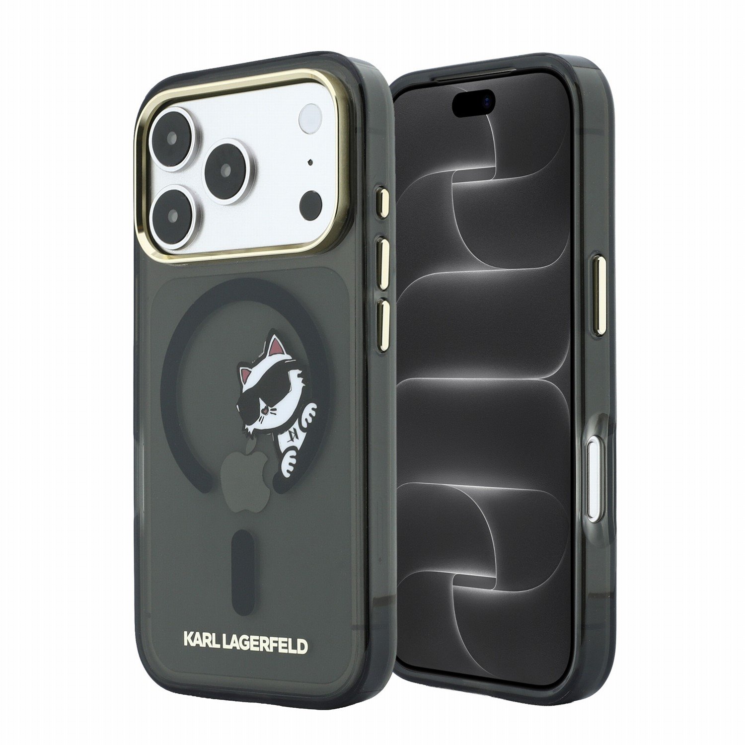 Juodas originalus dėklas Karl Lagerfeld IML Choupette Peekaboo Magnetic telefonui Apple Iphone 18 Pro Juodas originalus dėklas Iphone 18 Pro
