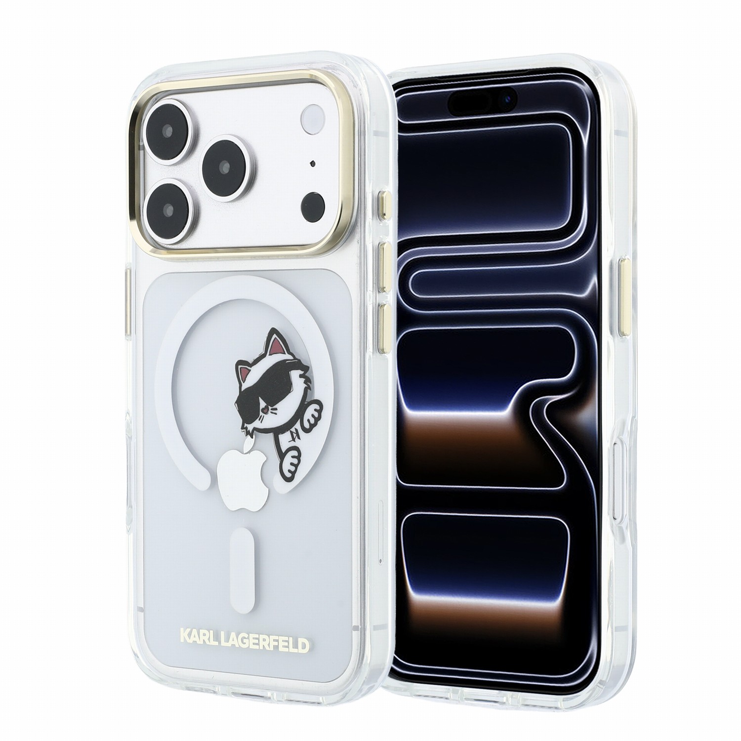 Skaidrus originalus dėklas Karl Lagerfeld IML Choupette Peekaboo Magnetic telefonui Apple Iphone 18 Pro Max Skaidrus originalus dėklas Iphone 18 Pro Max