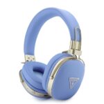 Mėlynos belaidės ausinės "Guess PU Grained Triangle Gold Metal Logo ENC Wireless Headphone"