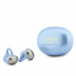 Šviesiai mėlynos belaidės ausinės "Guess Metallic Finish Classic Logo OWS Wireless Earphones"