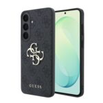 Juodas originalus dėklas Guess PU 4G Metal Logo telefonui Samsung Galaxy S26 FE