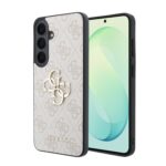 Rausvas originalus dėklas Guess PU 4G Metal Logo telefonui Samsung Galaxy S26 FE